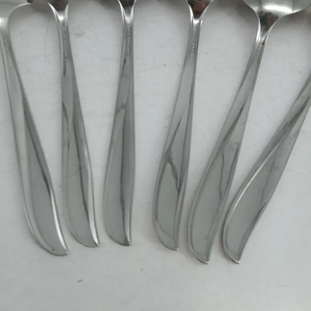 6X Serv Oneida Community TWIN STAR Stainless Solid Serving Spoons flatware MCM